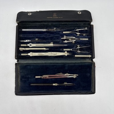 Vtg Drafting Set Compass Kit Case Keuffel & Esser Co. + Others (Incomplete/READ)
