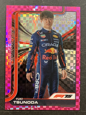 250 Pink Checker Yuki Tsunoda Portrait #2 - 2025 Topps Chrome