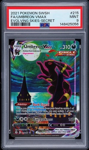 2021 POKEMON SWORD & SHIELD EVOLVING SKIES SECRET FULL ART/UMBREON VMAX PSA 9