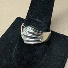 925 Sterling Silver Mexico Taxco Vintage Ribbed Wide Ring Size 9