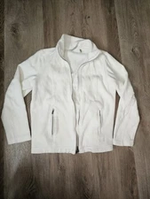 Lady Hathaway White Zip-Up Jacket M - Cotton Stretch - Casual Layer