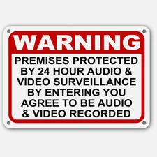 Warning Premises under 24 Hr Audio Video Surveillance home security cctv Signs