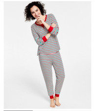 Family Pajamas Matching Women's Thermal Waffle Holiday Stripe Pajama Set size S