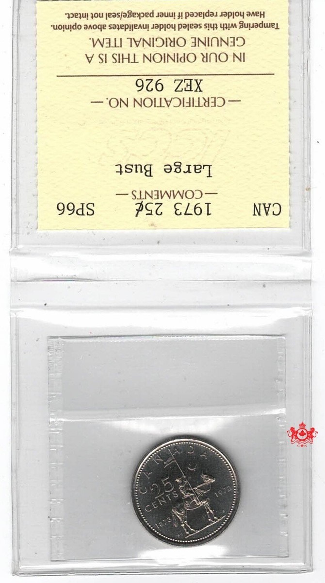 1973 Canada 25 Cents Large Bust - ICCS SP66 - XEZ 926 | eBay