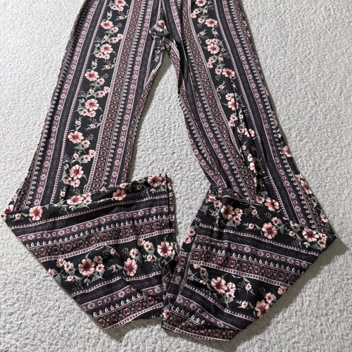 White Fawn Sweatpants Black Women's Size Small Womens Floral Flower Pants - Picture 2 of 6