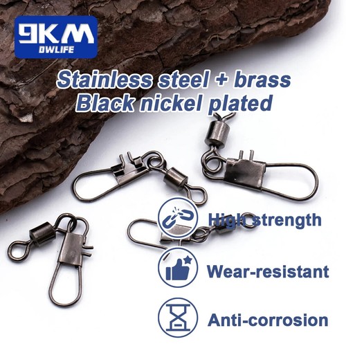 9KM Interlock Snap Rolling Swivel 50Pcs Stainless Steel Fishing Cross Lock Snaps - Picture 4 of 22