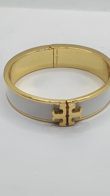 Tory Burch goldfarben weiß glasierter Emaillearmreif