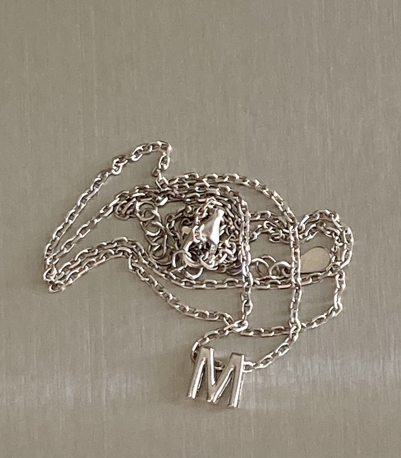 Sterling Silver M Initial Tiny Slide Pendant Char… - image 23