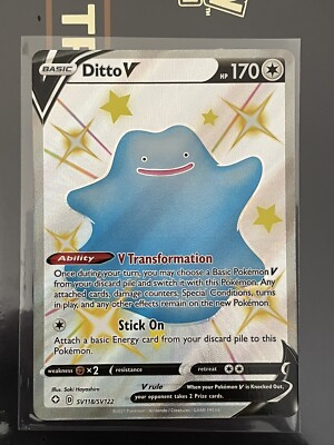 Pokemon Shining Fates Ditto V Shiny Full Art Holo Rare SV118/SV122 MINT