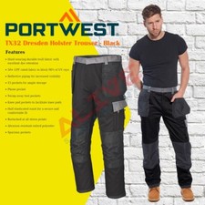 Portwest TX32 Dresden Holster Trouser Stylish Hard Wearing Durable Pants - Black