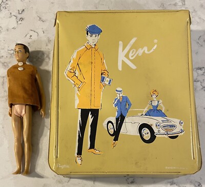 Barbie Ken Doll Carrying Case Yellow Vinyl 1962 Mattel Ponytail W