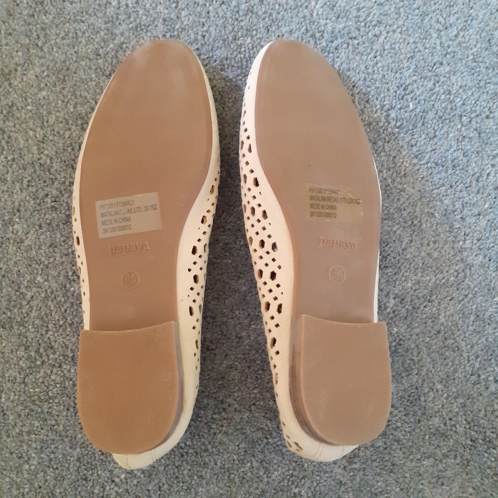 Flat, cream, loafers with hole pattern detail, cream, size 3 eBay