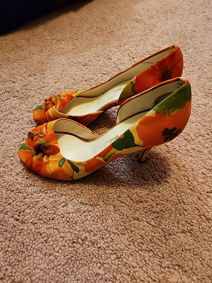Zapatos Michaelangelo Naranja Floral Peek Toe Foto 3 de 4