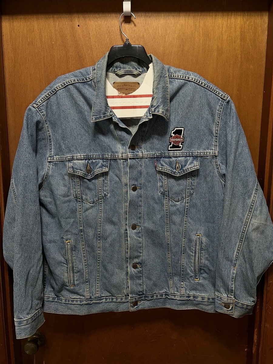 Vintage 1990s Levi's Denim Motorcycle Harley Davidson Jacket