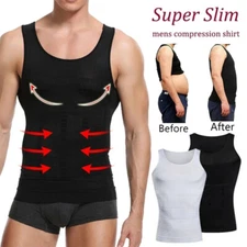 Men Slimming Body Shaper Vest Gynecomastia Compression Shirts Belly Control Tops