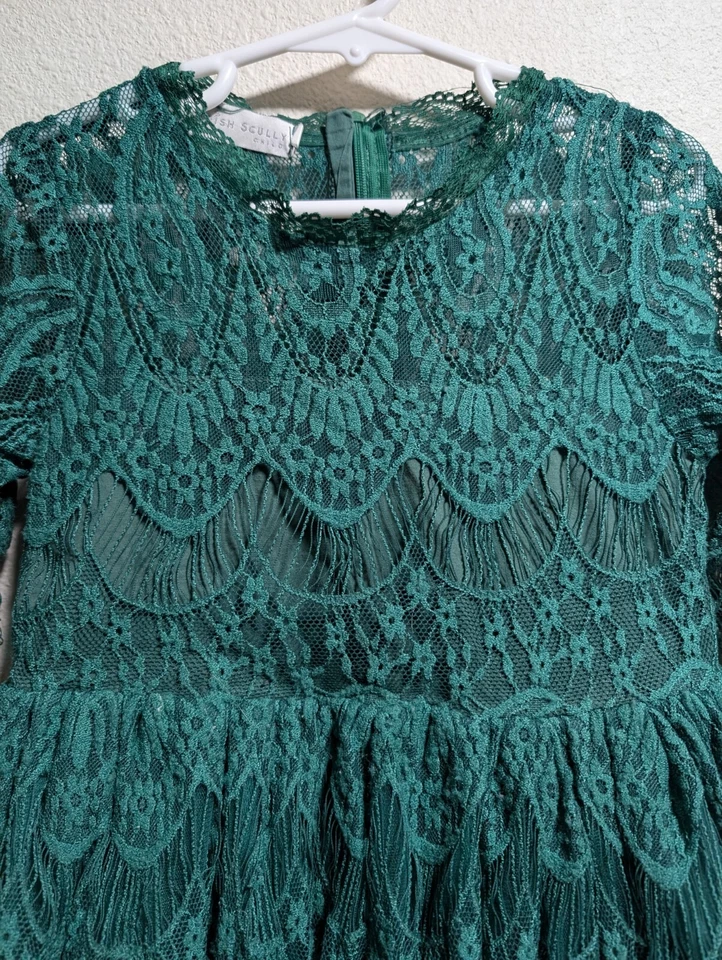 Vestido de Vacaciones Trish Scully Niñas Talla 7 Verde Encaje Superpuesto Boda Navidad  Foto 2 de 4