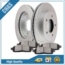 Front Drilled & Slotted Brake Rotors Brake Pads For 1997-2012 Chevrolet Corvette