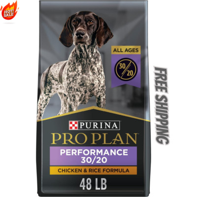 Purina Pro Plan 30/20 Chicken & Rice Formula Dry Dog Food, 48lb