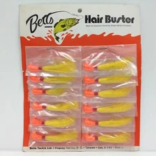 Betts Hair Buster Bass Jig Fishing Lures 12 Pc Dealer Card Orange Yellow 1/4oz