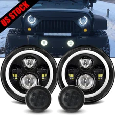 2007-2018 For Jeep Wrangler JK Combo 7'' Round LED Headlights Turn Signal Lights