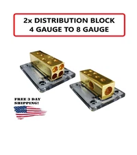 Car Audio Distribution Block Amplifier (2) 4 Gauge In (4) 8 Gauge No Fuse Power