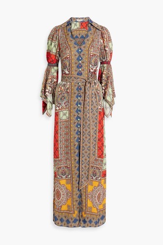 Alice + Olivia Jaylen Mix Scarf Print Handkerchief Sleeve Maxi Dress Size L NWT - Picture 9 of 11