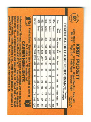 Kirby Puckett 1989 Donruss #182 Baseball Card | eBay