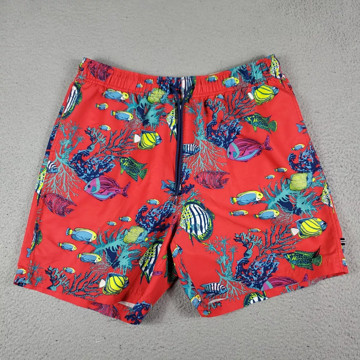 Nautica Swim Trunks Mens Size 32 Red Fish Print Beach Surf Board