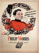Johnny On The Spot Christmas Philip Morris 1943 Ad Magazine Print Cigarette Ad