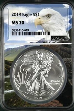 2019 AMERICAN SILVER EAGLE NGC MS70 BALD EAGLE CORE