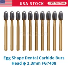 10Pcs Dental Tungsten Carbide Burs Trimming & Finishing Egg Football Bur FG 7408