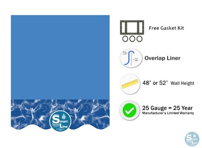 SmartLine Swirl Bottom 25 Gauge Round Swimming Pool Overlap Liners w/ Gasket
