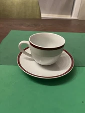 Linens N Things Boulevard Cafe Rust Rimmed Cup and Saucer Set 