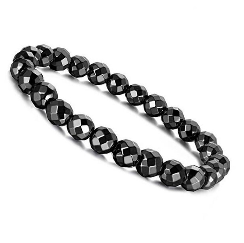 8mm Magnetic Hematite Faceted Black Beads Gem Stretch Therapy