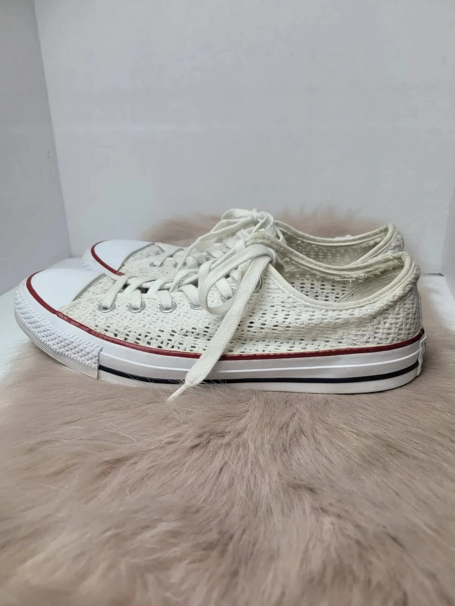 Converse Star Women&#039;s Crochet White Low Sneaker Shoes Size 9.5 | eBay