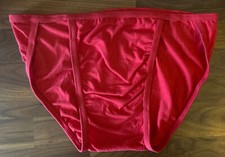 Hanes Red PICOT BAND VINTAGE RARE STRING BIKINI PANTIES cotton LARGE