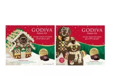 Godiva Holiday Chocolate Cookie Chalet House Kits and Giant Friends Kit NIB 2PK