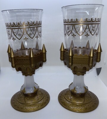 DISNEY PARKS Be Our Guest Light Up Goblets Beauty Beast Cup Chalice Gold Castle