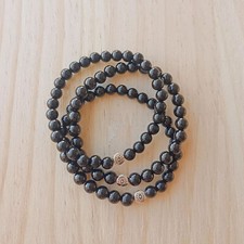 Handmade Healing 6mm Evil Eye Tourmaline Buddha Round Beaded Stretch Bracelet