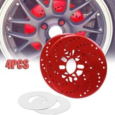 4PCS Red Aluminium Car Wheel Brake Disc Cover Decorative Rotor Cross Drilled SUV