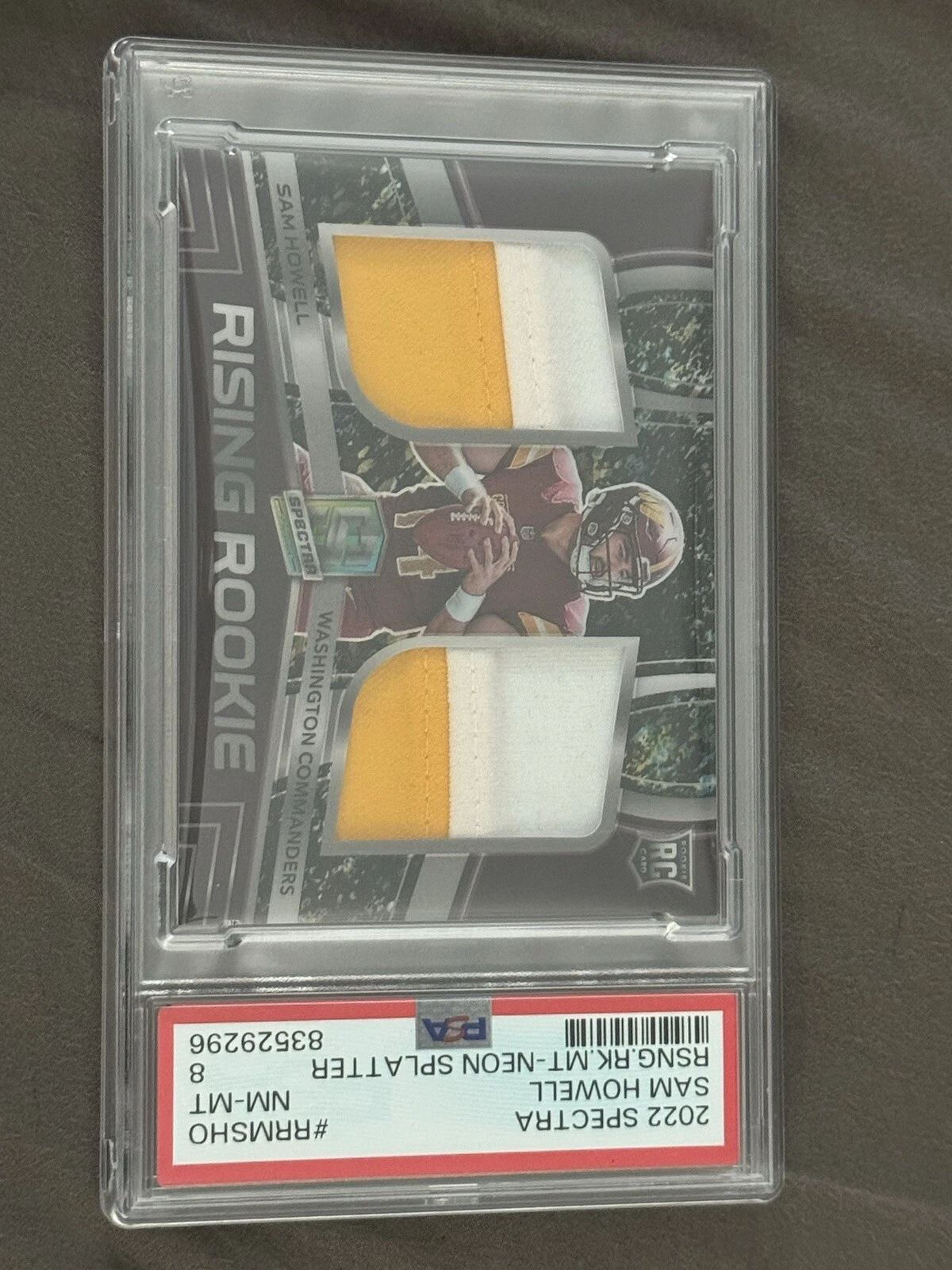 Sam Howell Panini Spectra Rising Rookie Materials #RRMSHO Neon Splatter