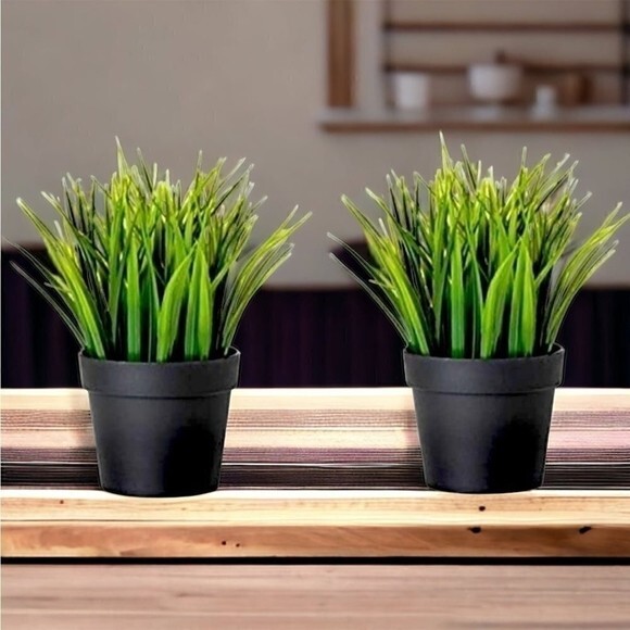 2x IKEA Fejka Artificial Maceta Trigo Hierbo Planta Interior Exterior 4" Nuevo con Etiquetas