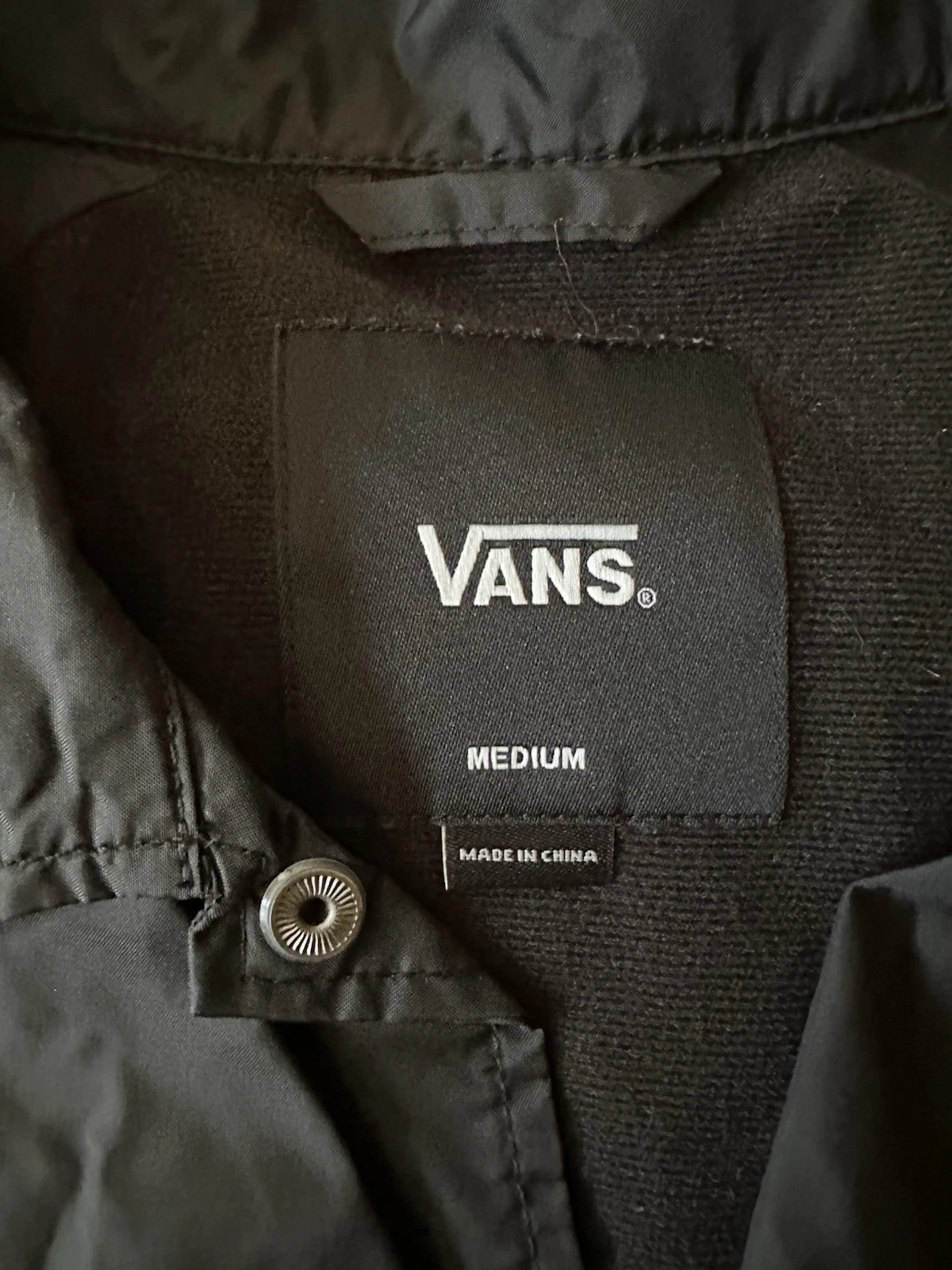 VANS Off The Wall Custom Classics Coach Windbreaker Jacket Black Snap SizeM NWOT image 6