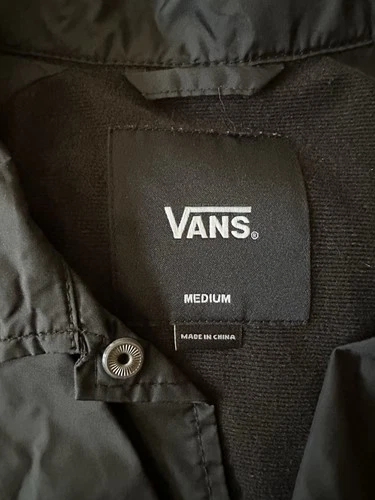 VANS Off The Wall Custom Classics Coach Windbreaker Jacket Black Snap SizeM NWOT image 6