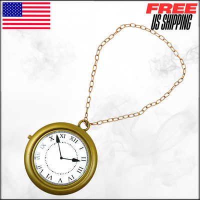 Gold Clock Necklace White Rabbit 8'' Hip Hop Rapper Clock Jewelry Accessory 1PC
