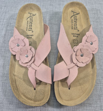 Autenti by Penti Pink Leather Floral Cork Wedge Sandals Made in Spain Sz 38/US 7