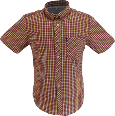 Ben Sherman Herren Kirschrot Signature House Check Kurzarmhemden