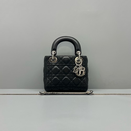 Dior Lady Dior Mini Black Lambskin Handheld & Crossbody Bag Duty Paid