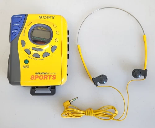 Vintage Sony Sports FM/AM Radio Cassette Walkman WM-FS493 w/ MDR-W10 Headphones
