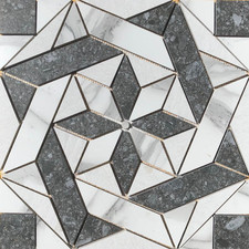 22 1/4" x 22 1/4" Porcelain Tile Medallion Accent Mosaic A16 